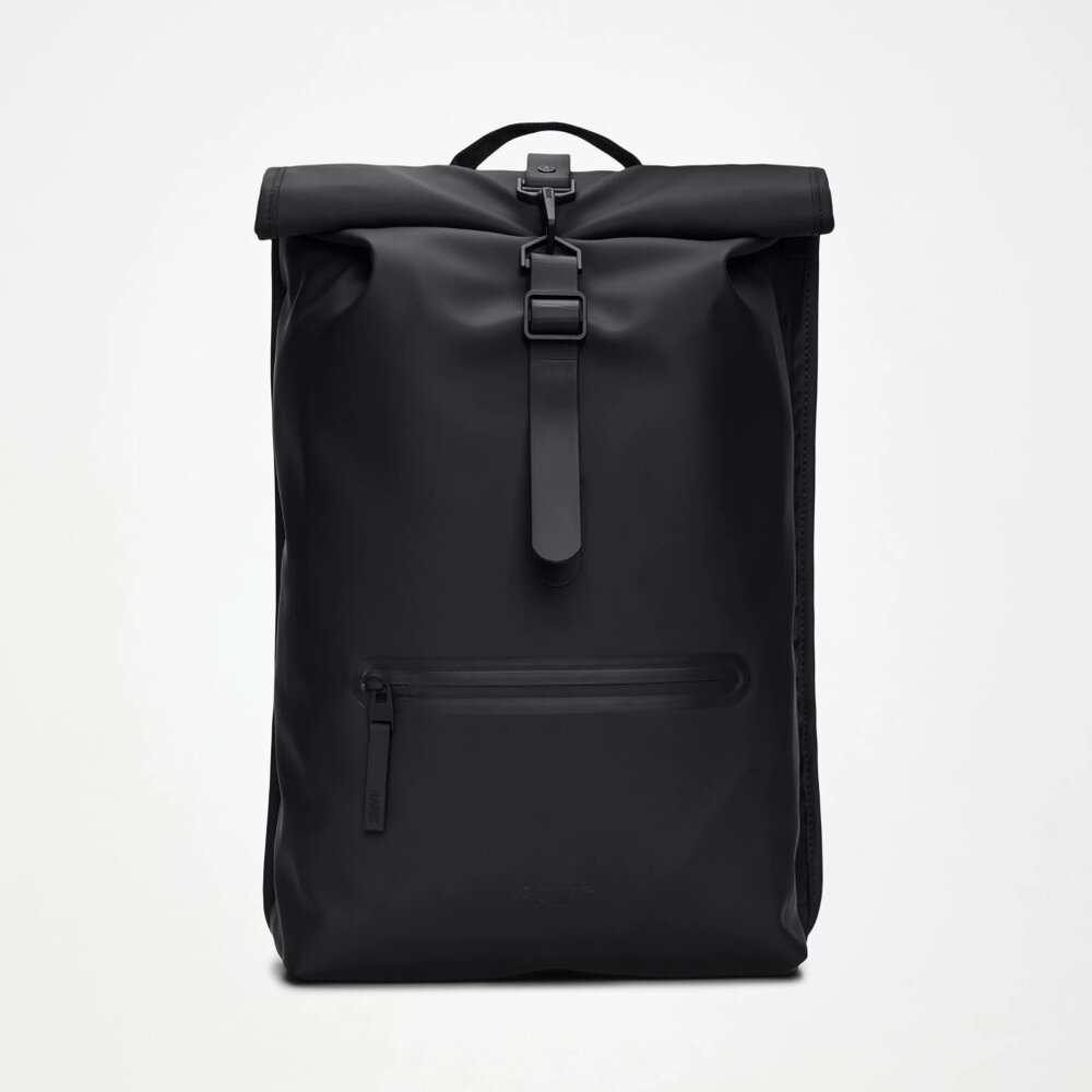 RAINS NEW Waterproof Metallic Grey Rolltop Rucksack SKU#C24352